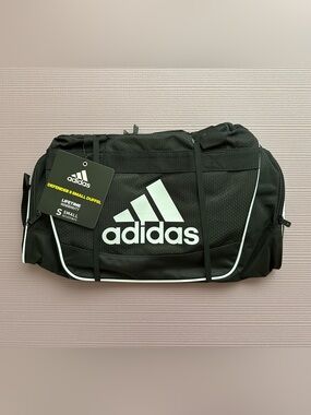 adidas Small Defender II Duffel Bag - Black with White Logo Honeycomb